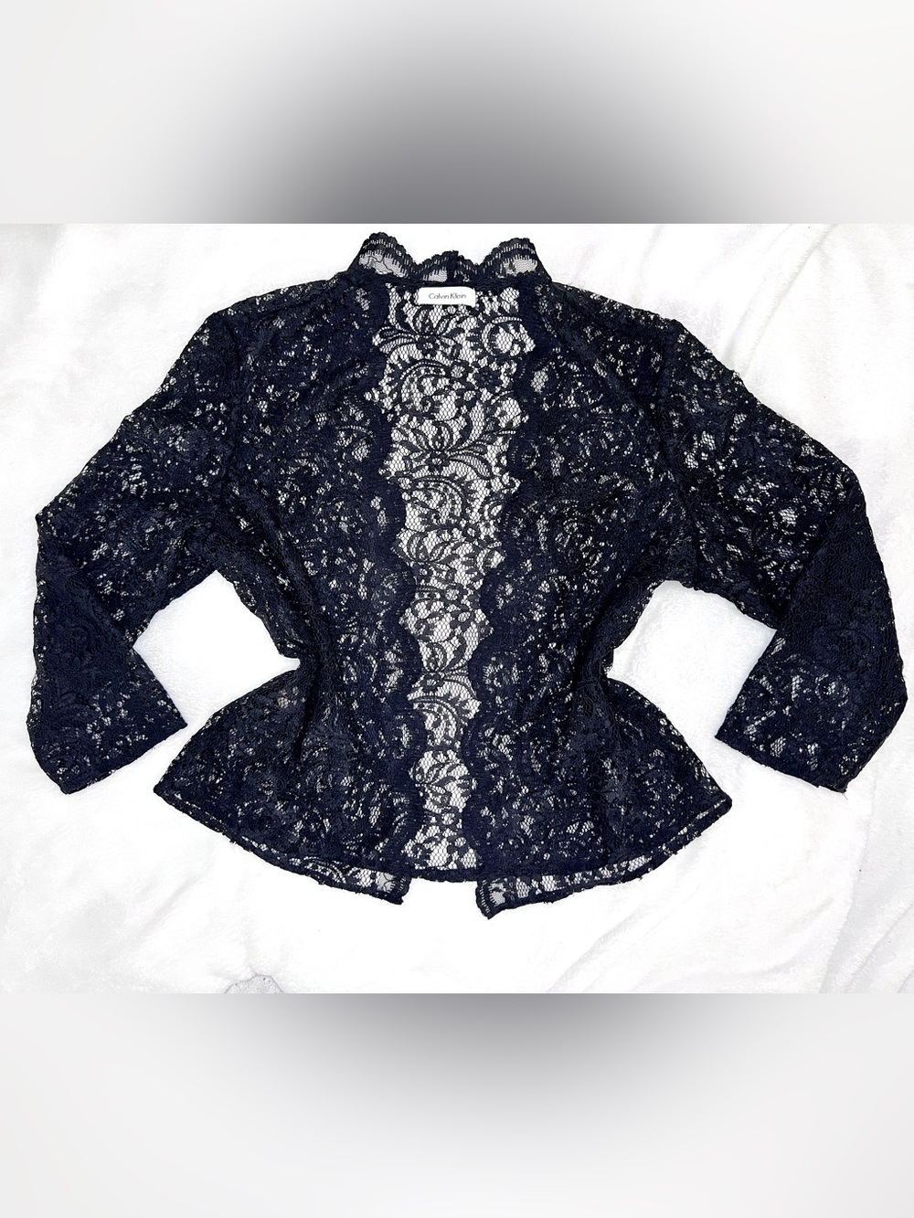 Calvin Klein Navy Floral Lace Long-Sleeve cardigan